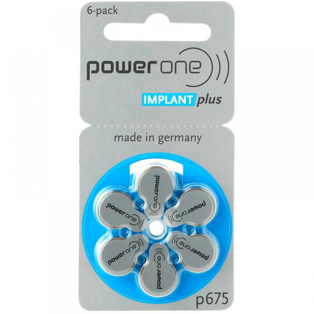 Baterii Power One Implant Plus 675 PR44 Zinc-Aer 1.45V Pentru Aparate Auditive Set 6 Baterii